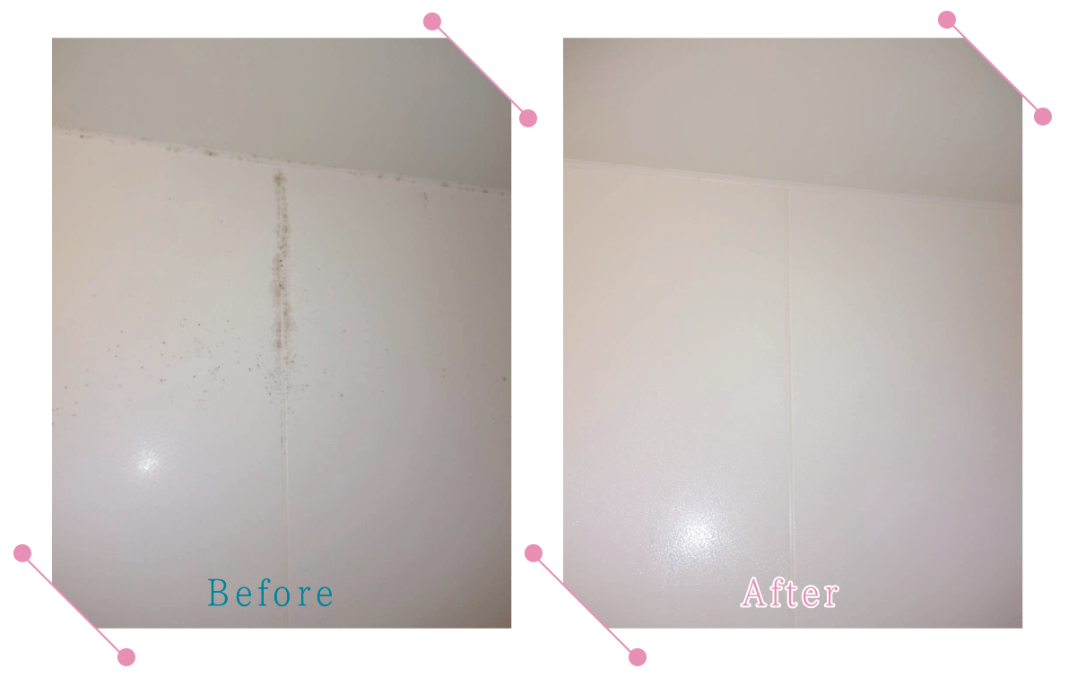 【清掃例】バスルーム壁面（大分市のハウスクリーニングM&m）