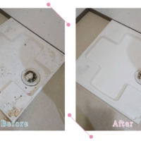 【清掃例】バスルーム洗濯機床（大分市のハウスクリーニングM&m）