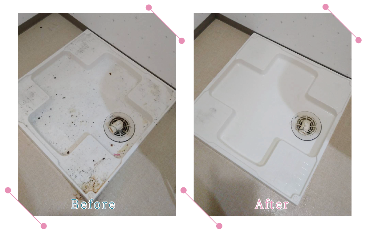 【清掃例】バスルーム洗濯機床（大分市のハウスクリーニングM&m）