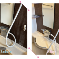 【清掃例】バスルーム蛇口まわり（大分市のハウスクリーニングM&m）